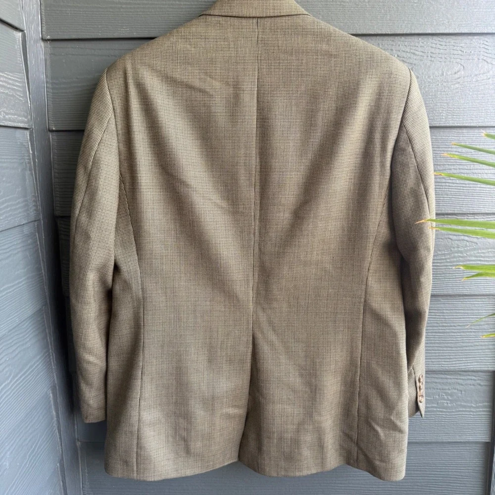 Lauren Ralph Lauren Wool Sport Coat Blazer Houndstooth Brown Men's 40R